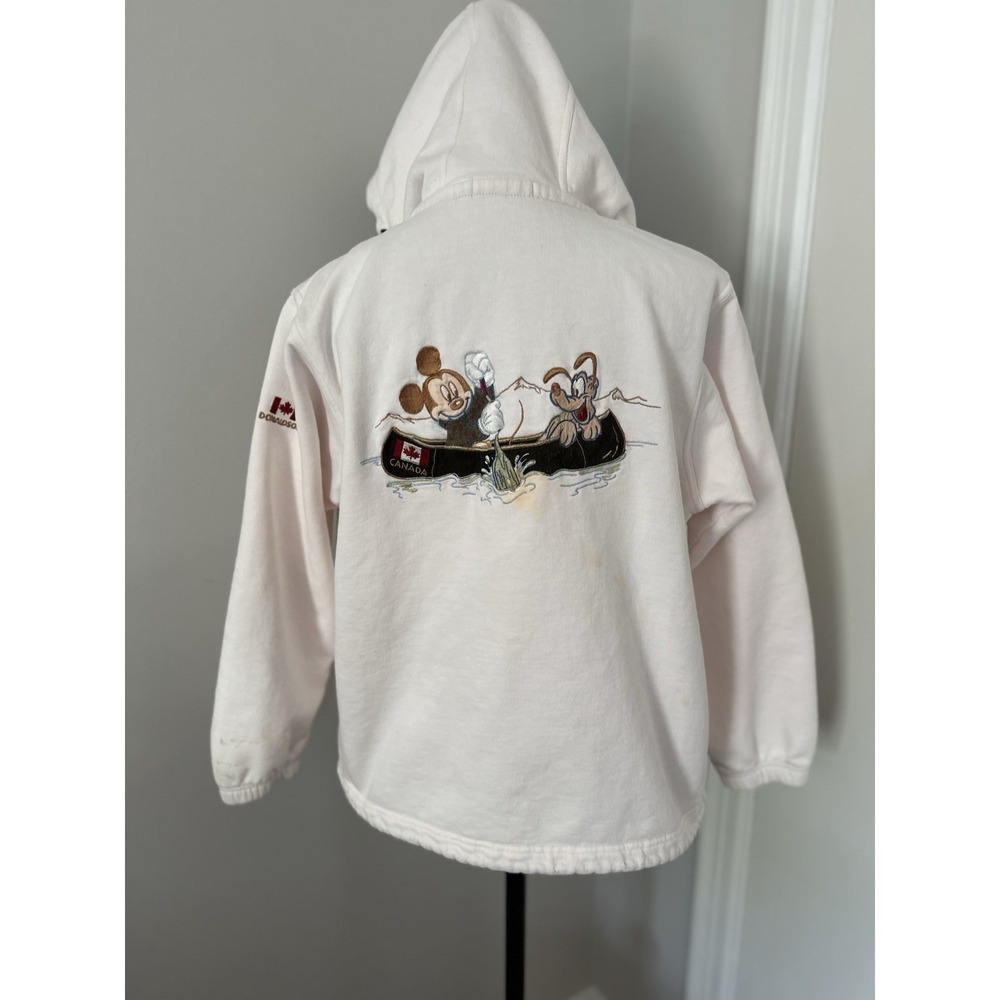 Donaldson Disney VTG 90s Mickey Canada Hoodie Sz: S Pink Zip Fleece Embroidery